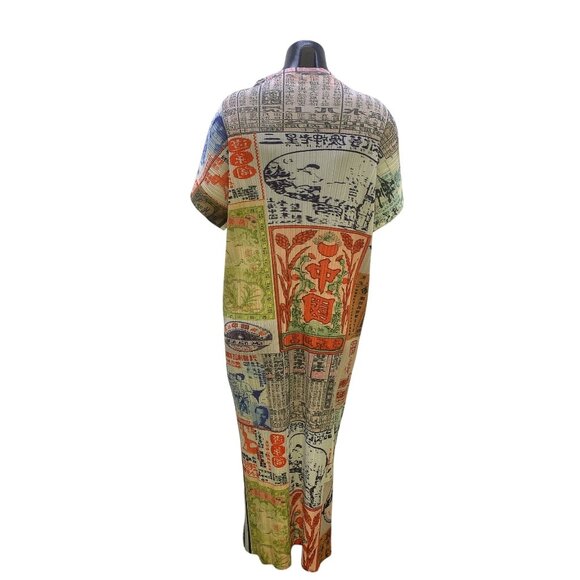 MB Oasis Asian Print Pleated Maxi Dress, One Size - Picture 2 of 7